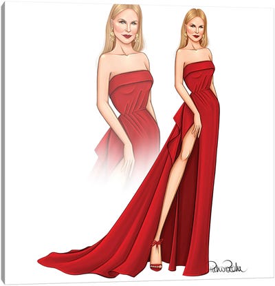 Nicole Kidman - Red Canvas Art Print - PietrosIllustrations