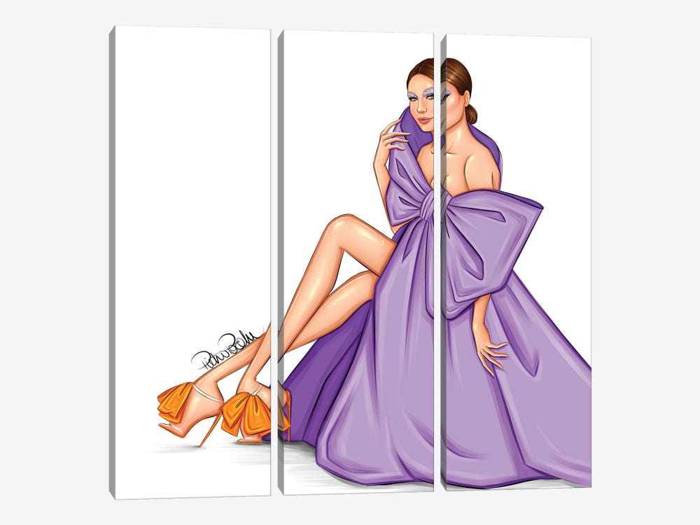 Gigi Hadid - Purple Valentino by PietrosIllustrations 3-piece Canvas Art
