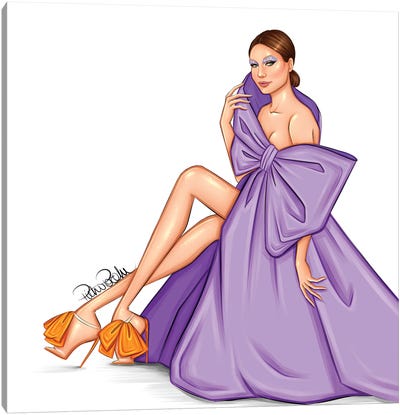 Gigi Hadid - Purple Valentino Canvas Art Print - PietrosIllustrations