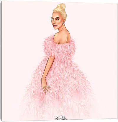 Lady Gaga - A Star Is Born In Valentino Canvas Art Print - Pop Music Art