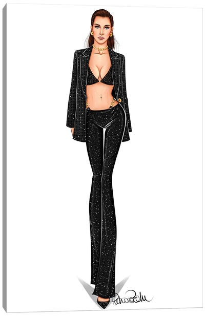Dress To Kill - Bella Hadid X Versace Canvas Art Print - Model Art