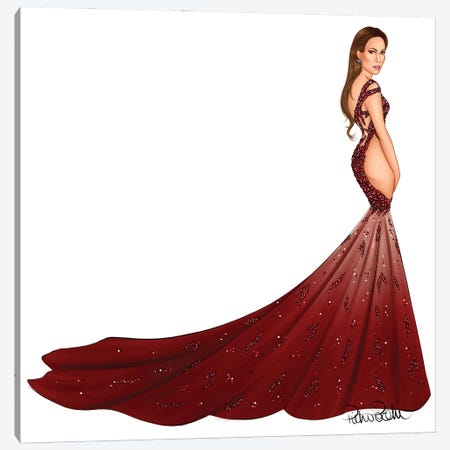 Jennifer Lopez - Versace Dragon Canvas Print #PTO24} by PietrosIllustrations Canvas Print