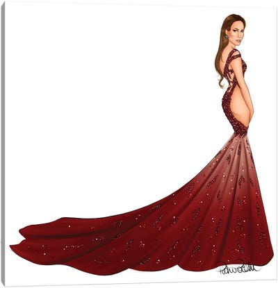 Jennifer Lopez - Versace Dragon Canvas Art Print - PietrosIllustrations