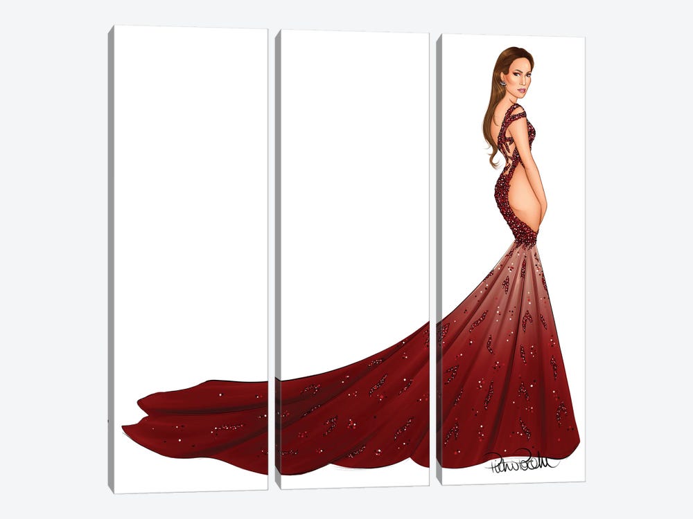 Jennifer Lopez - Versace Dragon by PietrosIllustrations 3-piece Canvas Art