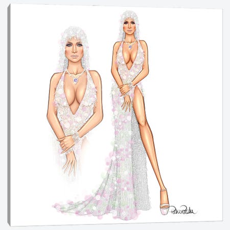 Jennifer Lopez - Versace Mermaid Canvas Print #PTO30} by PietrosIllustrations Art Print