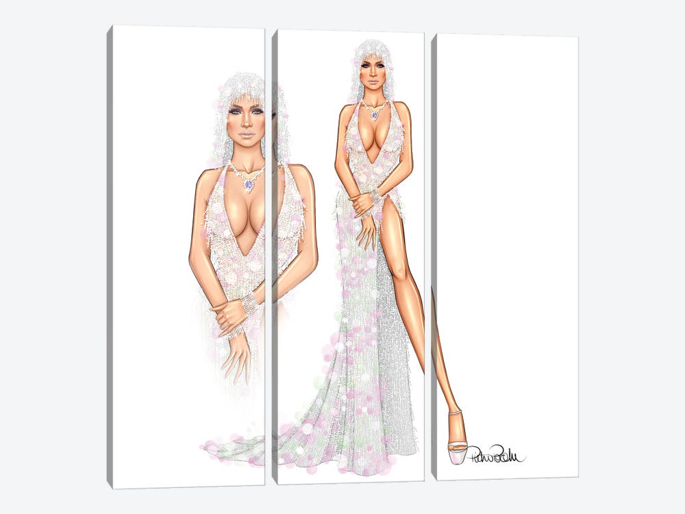 Jennifer Lopez - Versace Mermaid by PietrosIllustrations 3-piece Canvas Print