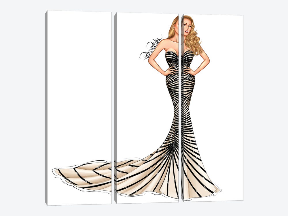 Blake Lively - Hollywood Waves by PietrosIllustrations 3-piece Canvas Artwork