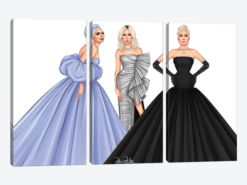 Lady Gaga - The Trinity by PietrosIllustrations 3-piece Canvas Art Print