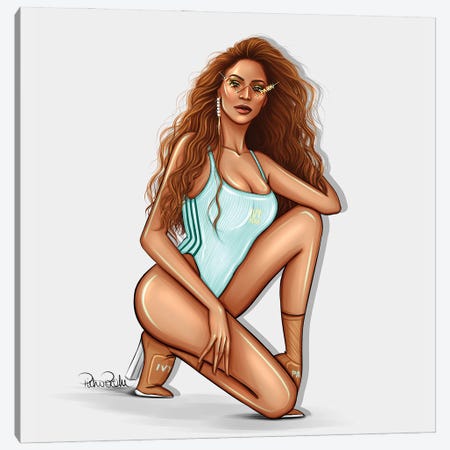 Beyoncé - Queen B Canvas Print #PTO40} by PietrosIllustrations Canvas Wall Art