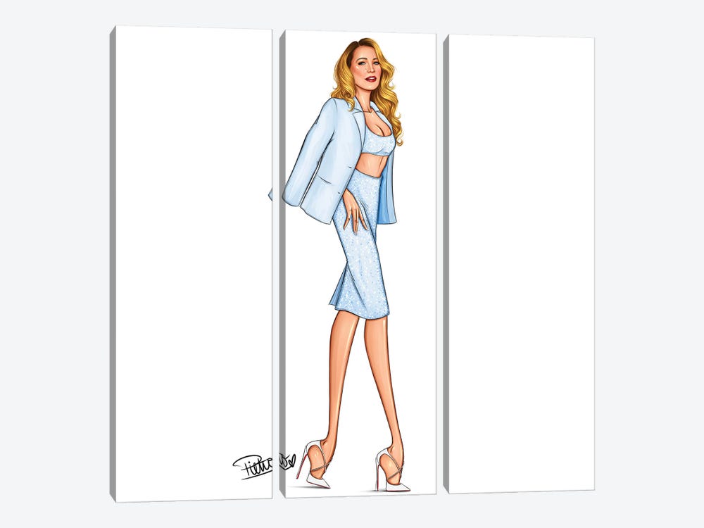 Blake Lively - Baby Blue Mk by PietrosIllustrations 3-piece Canvas Print