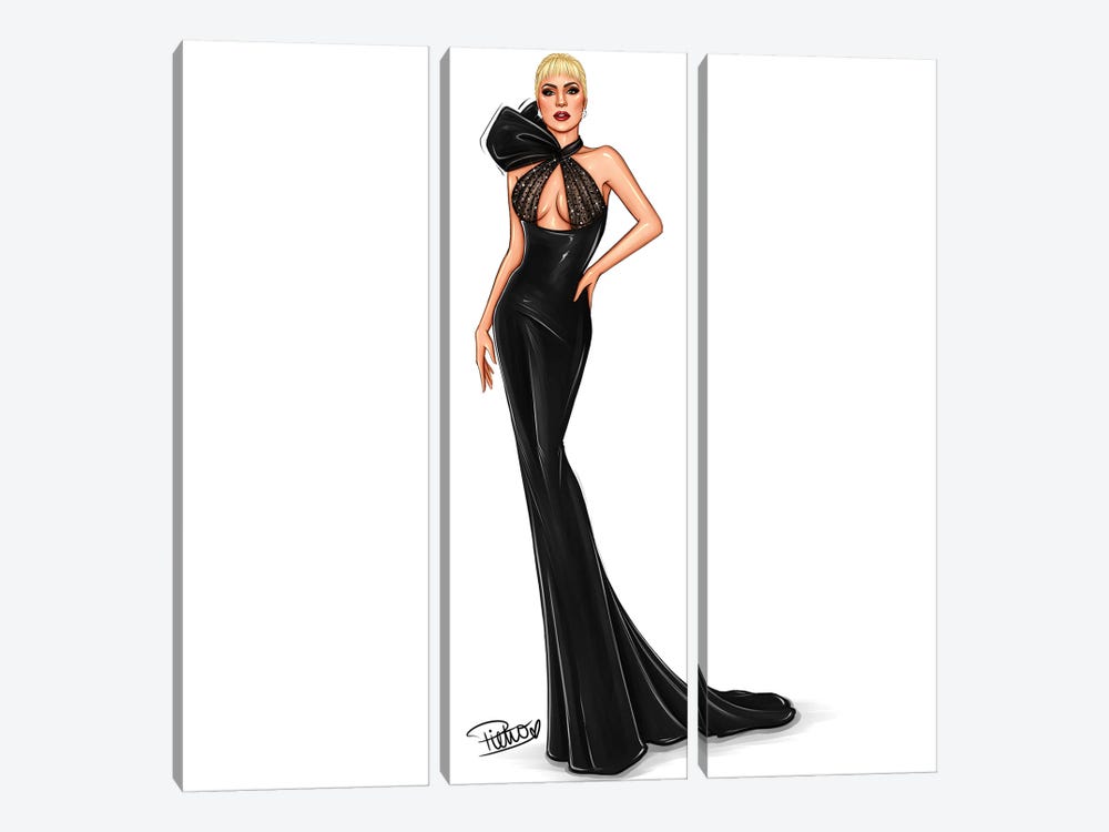 Lady Gaga - Black Dress by PietrosIllustrations 3-piece Canvas Artwork