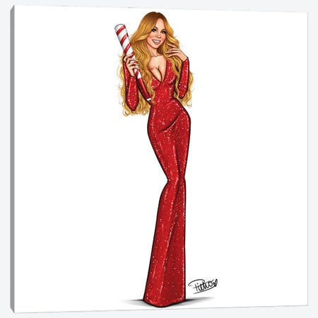 Mariah Carey - Christmas Canvas Print #PTO45} by PietrosIllustrations Art Print