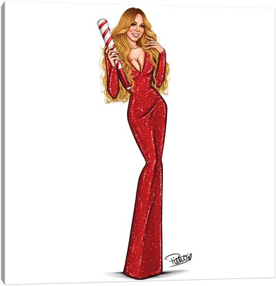 Mariah Carey - Christmas Canvas Art Print - Mariah Carey