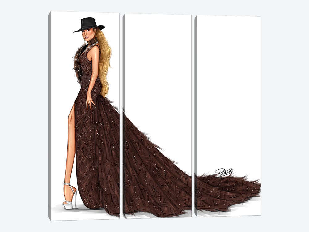 JLo - Jennifer Lopez by PietrosIllustrations 3-piece Canvas Art Print