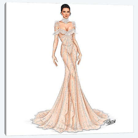 Kendall Jenner - Crystal Dress Canvas Print #PTO51} by PietrosIllustrations Canvas Art Print