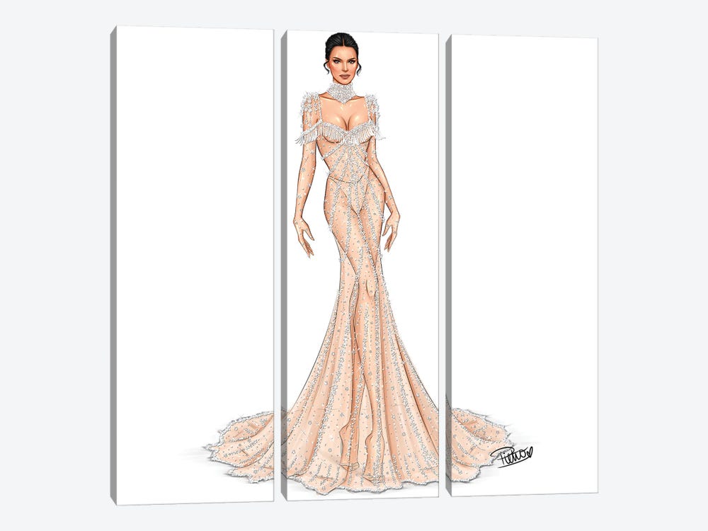 Kendall Jenner - Crystal Dress by PietrosIllustrations 3-piece Canvas Wall Art
