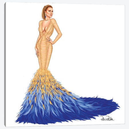 Blake Lively - Met Gala In Versace Canvas Print #PTO5} by PietrosIllustrations Canvas Artwork
