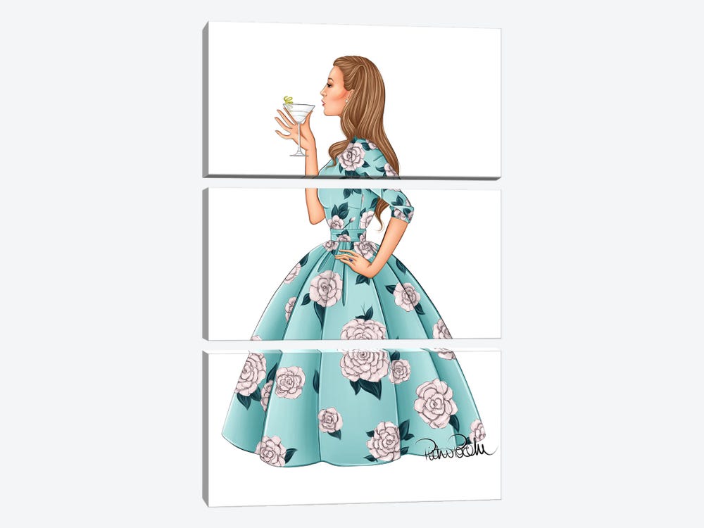 Blake Lively - Fashion Party Girl by PietrosIllustrations 3-piece Canvas Art Print