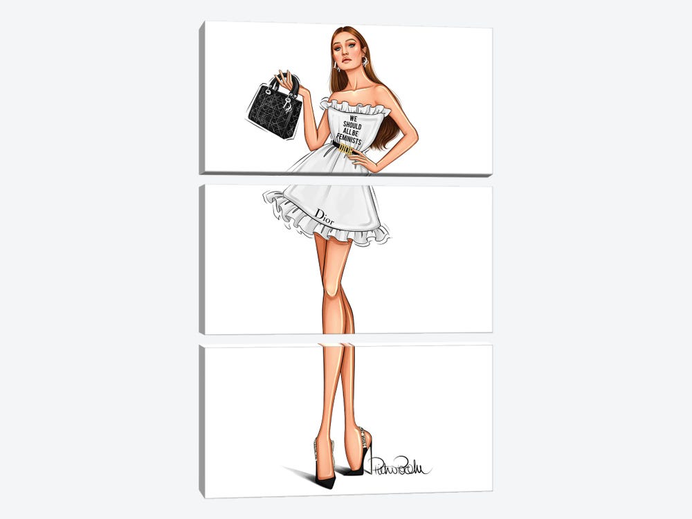 Gigi Hadid - Lady Dior by PietrosIllustrations 3-piece Canvas Print