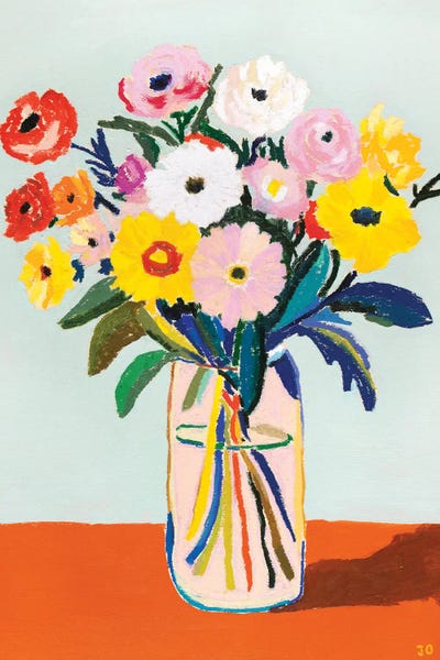 Floral Bouquet On Blue