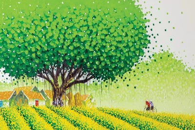 Flower Village by Phan Thu Trang framed canvas print