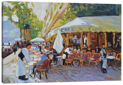 Cafe Le Flore - Paris Canvas Art Print - Cityscape Art