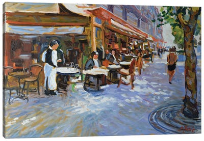A Parisian Street Canvas Art Print - Restaurant & Diner Art