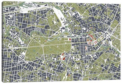 Berlin Engraving Canvas Art Print - Planos Urbanos