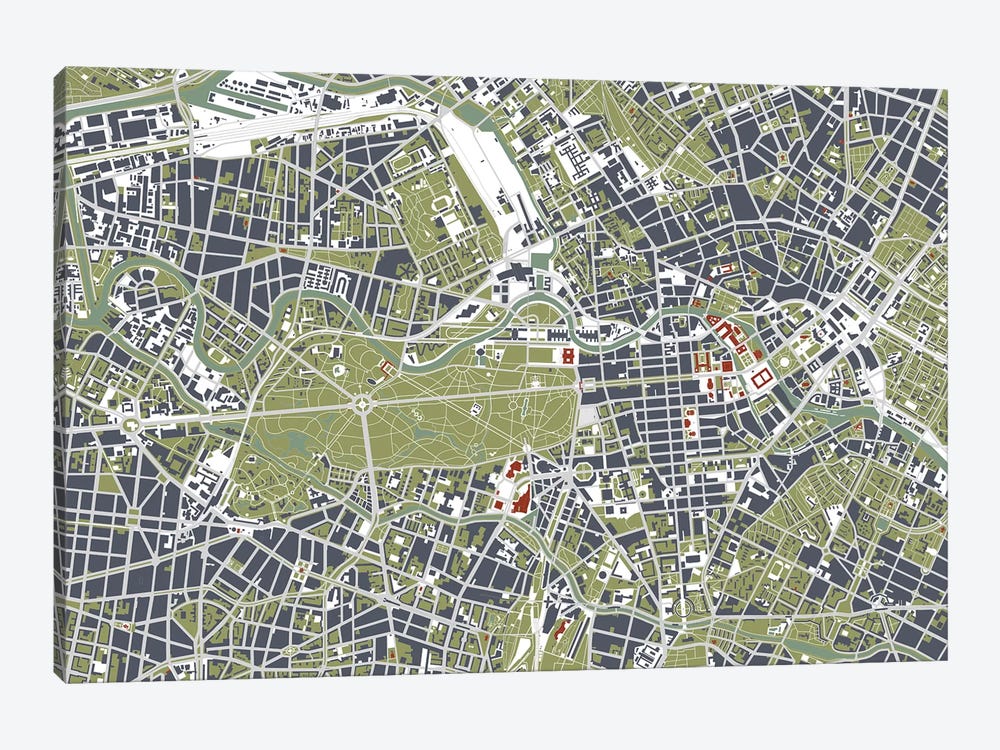Berlin Engraving by Planos Urbanos 1-piece Canvas Art Print