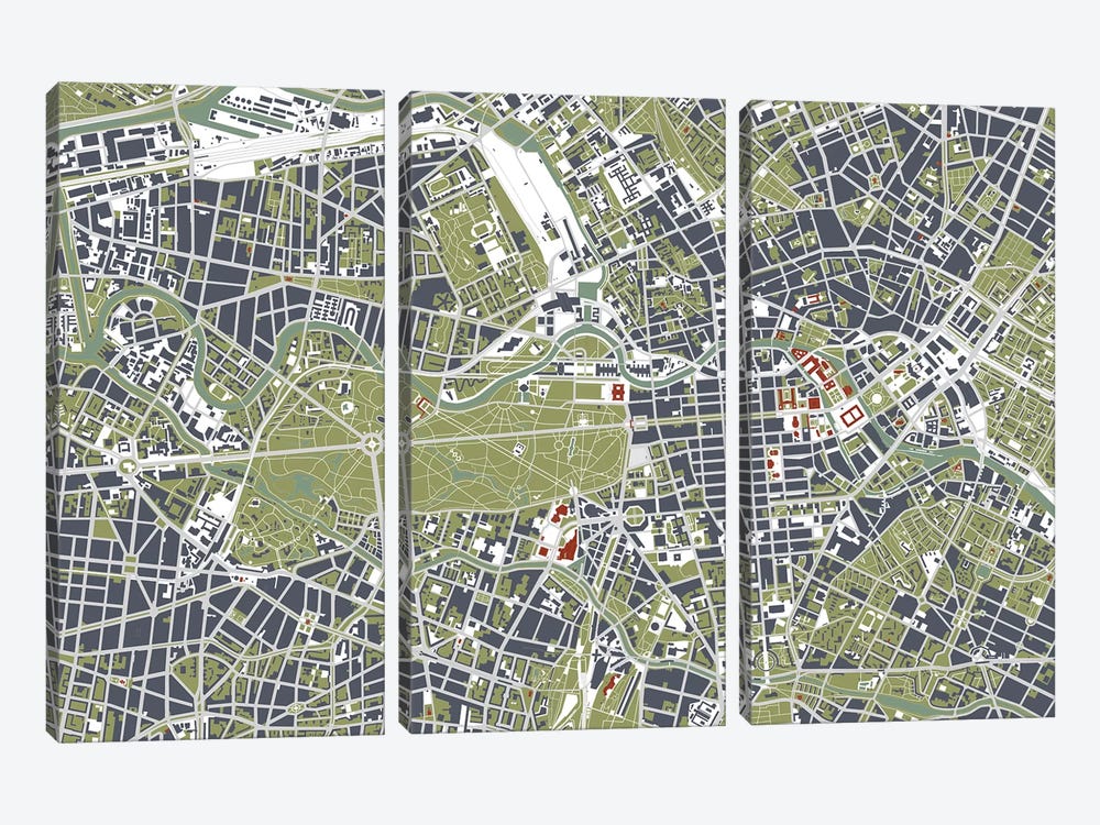 Berlin Engraving by Planos Urbanos 3-piece Art Print