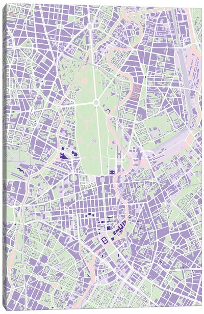 Berlin Violet Canvas Art Print - Planos Urbanos