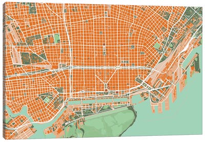 Buenos Aires Orange Canvas Art Print - Planos Urbanos