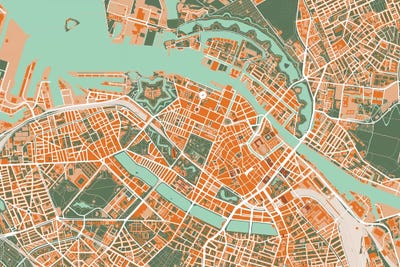 Copenhague Orange by Planos Urbanos canvas print