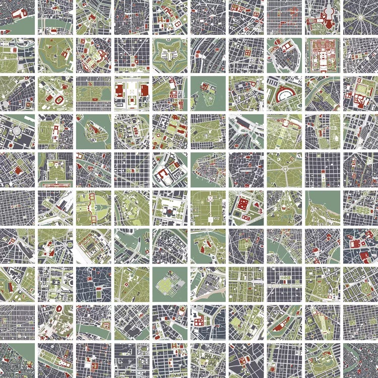 20 Cities Fragments by Planos Urbanos wall art