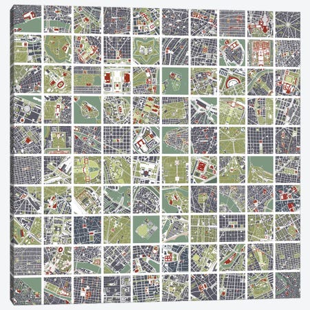 20 Cities Fragments Canvas Print #PUB1} by Planos Urbanos Canvas Art Print