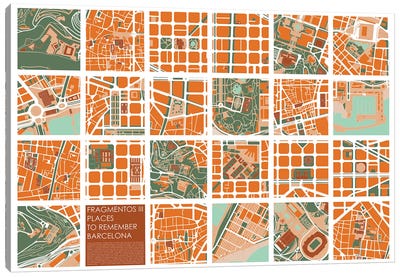 Fragments III Barcelona Canvas Art Print - Planos Urbanos