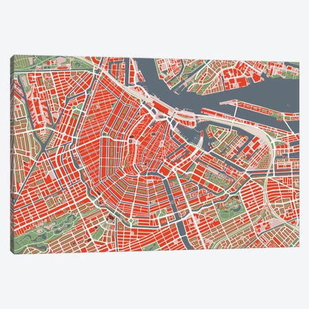 Amsterdam Classic Canvas Print #PUB2} by Planos Urbanos Canvas Print