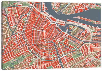Amsterdam Classic Canvas Art Print - Planos Urbanos
