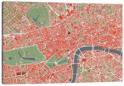 London Classic Canvas Art Print - London Maps