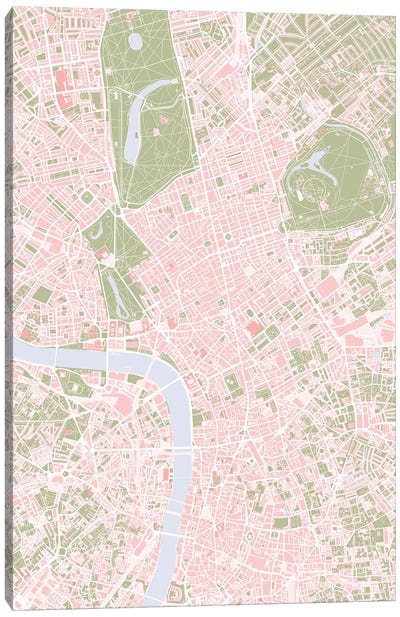 London Vintage Canvas Art Print - Urban Maps