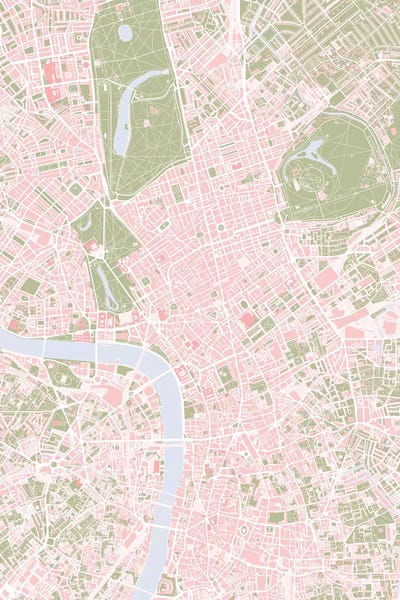 Large Map Art - Canvas Prints: London Vintage by Planos Urbanos