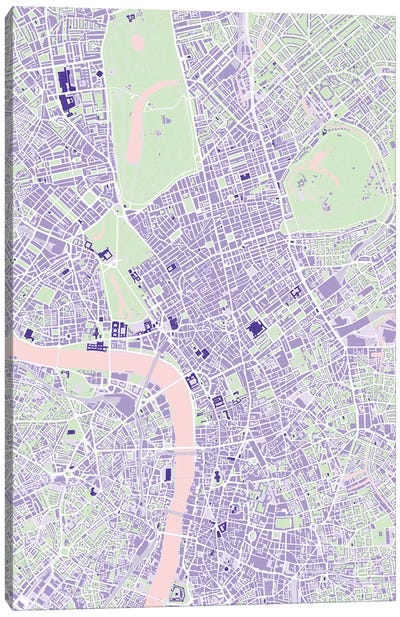 London Violet Canvas Art Print - London Maps