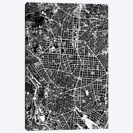 Madrid Black And White Canvas Print #PUB40} by Planos Urbanos Canvas Artwork