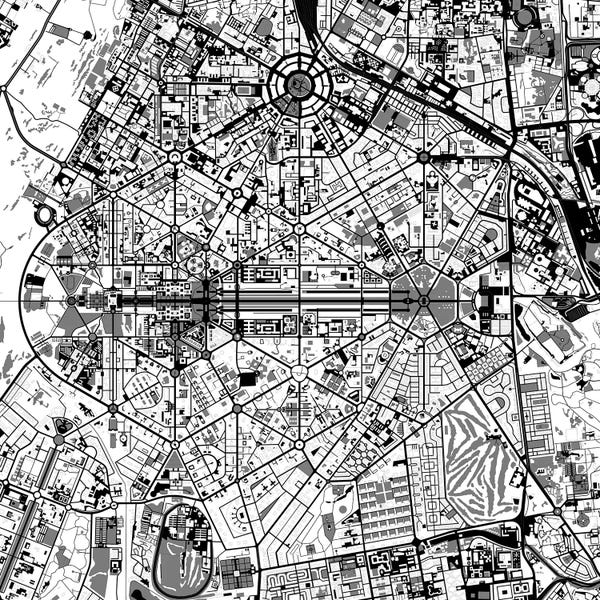 Planos Urbanos: New Delhi Black And White by Planos Urbanos