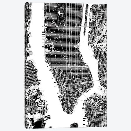 New York Black And White Canvas Print #PUB47} by Planos Urbanos Canvas Art Print