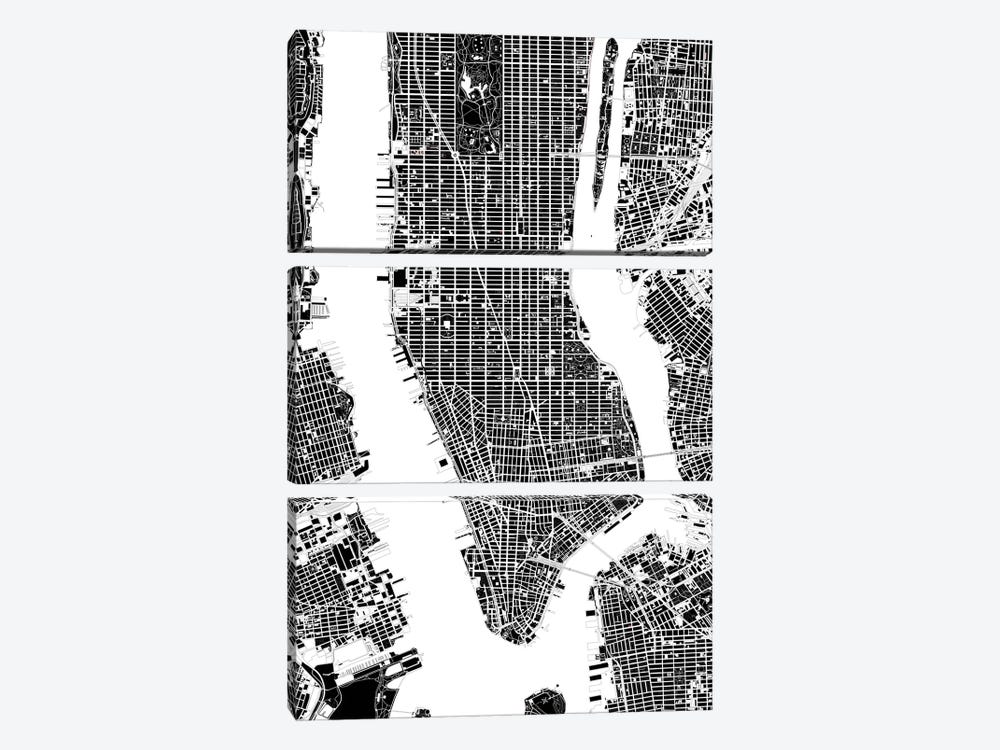New York Black And White by Planos Urbanos 3-piece Canvas Wall Art