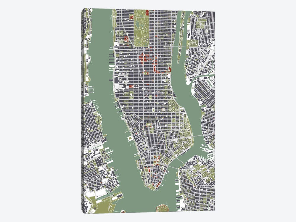 New York City Engraving by Planos Urbanos 1-piece Art Print