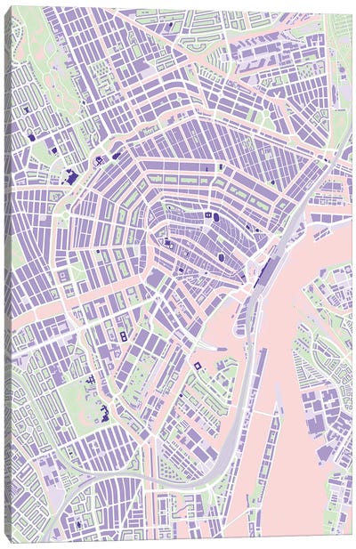 Amsterdam Violet Canvas Art Print - Amsterdam Maps