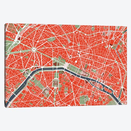 Paris Classic Canvas Print #PUB52} by Planos Urbanos Canvas Print