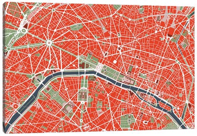 Paris Classic Canvas Art Print - Paris Maps